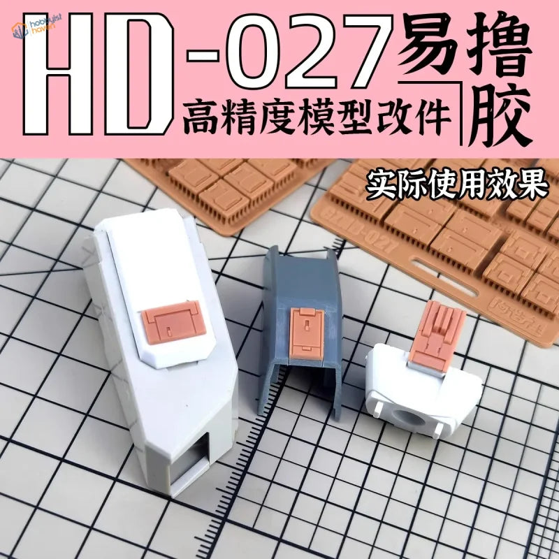 3D printed armor patches for HG/MG Gunpla with white gray parts orange accents