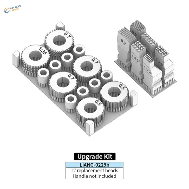 3D printed tool for zimmerit modeling with gray plastic gear heads