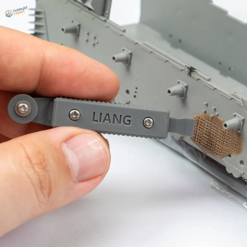 Gray 3D printed tool for zimmerit modeling with liang engraving