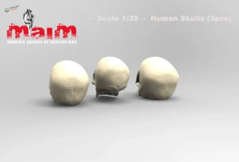 3pcs 1/35 mam resin skulls set with beige skull miniatures