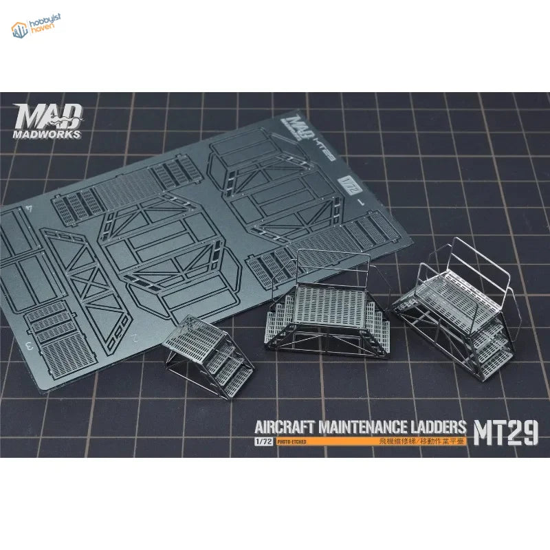 1/72 scale maintenance ladders: black etched metal aircraft kit components