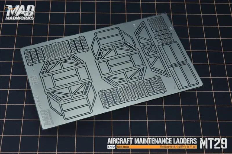 Silver mt29 Madworks etched scale maintenance ladders 1/72 sheet