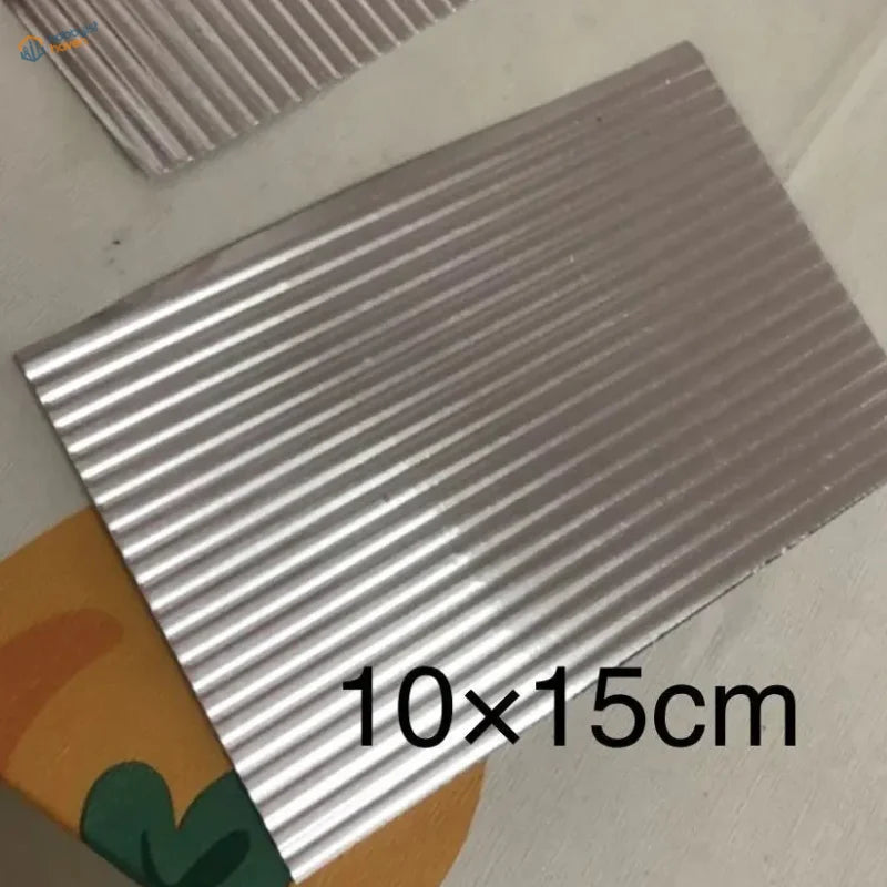Silver corrugated metal sheet, 10x15cm, from 3pcs 100x150mm set