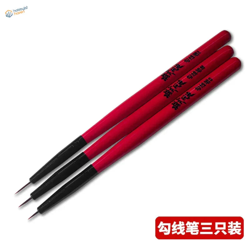 3pcs brush sets with red black precision detailing brushes fine pointed tips