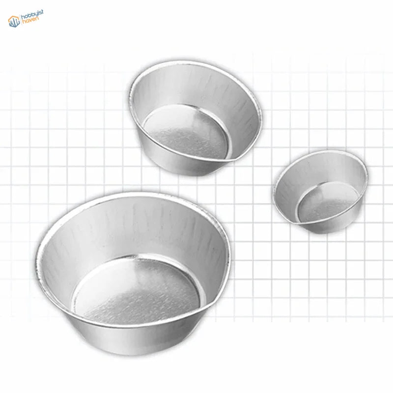 3pcs deep paint mixing cups, shiny silver cylindrical tins