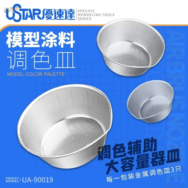3pcs deep paint mixing cups with silver Ustar metallic bowls