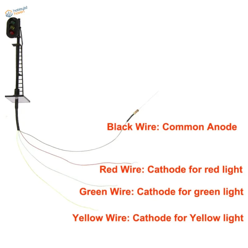 Black plastic model train signal tower with red green and yellow light indicators for railway block signals use