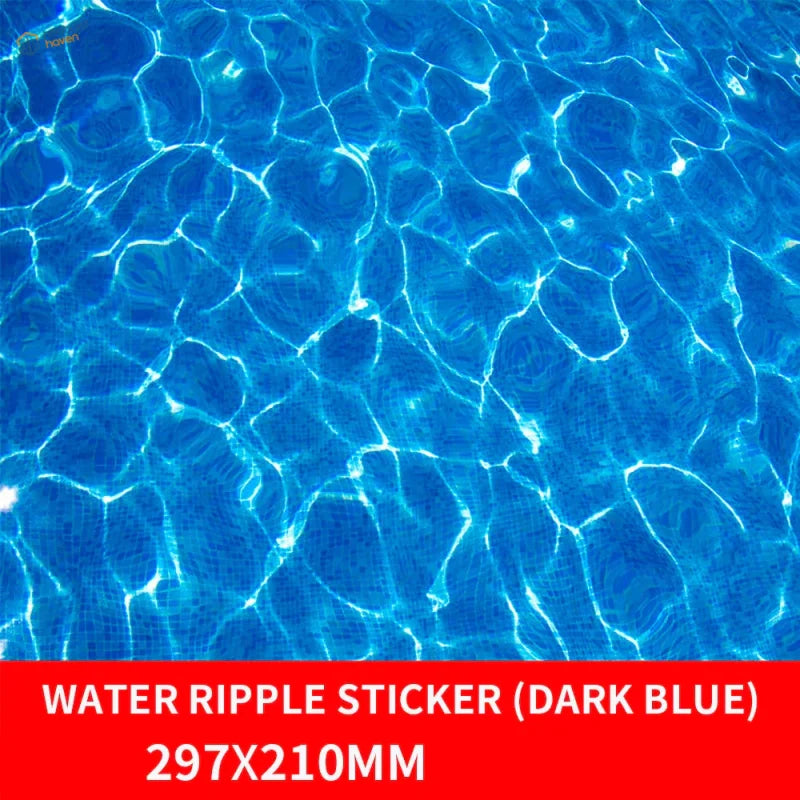 3pcs water ripple effect stickers with dark blue glossy ripple texture