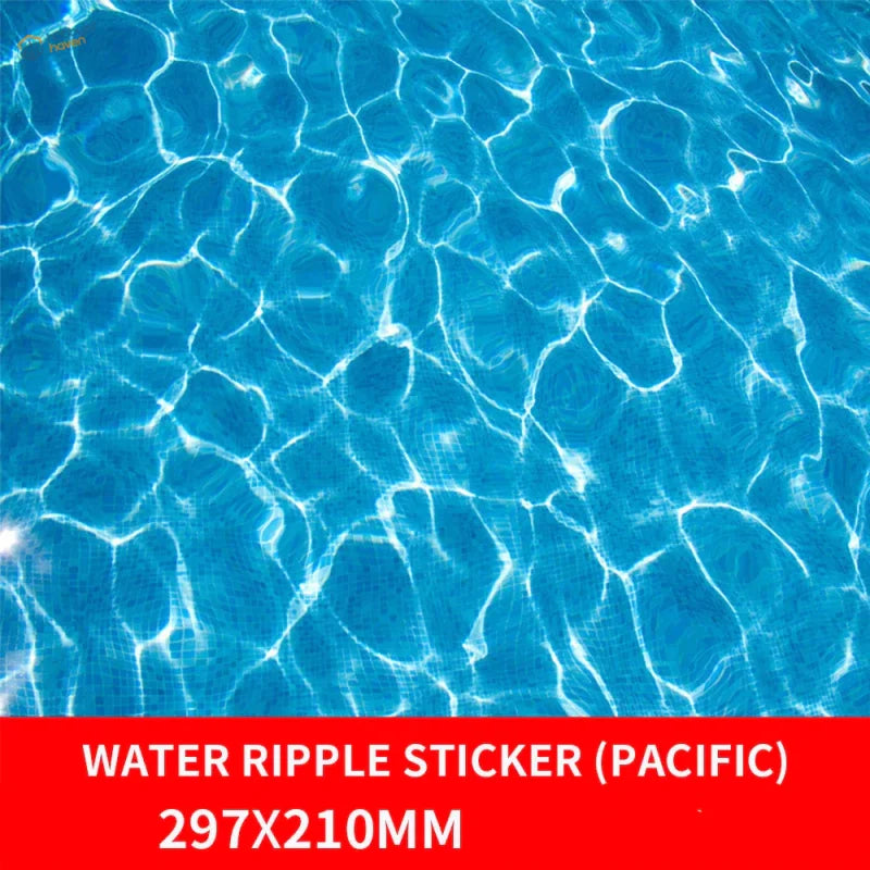 3pcs water ripple effect stickers with blue pacific design