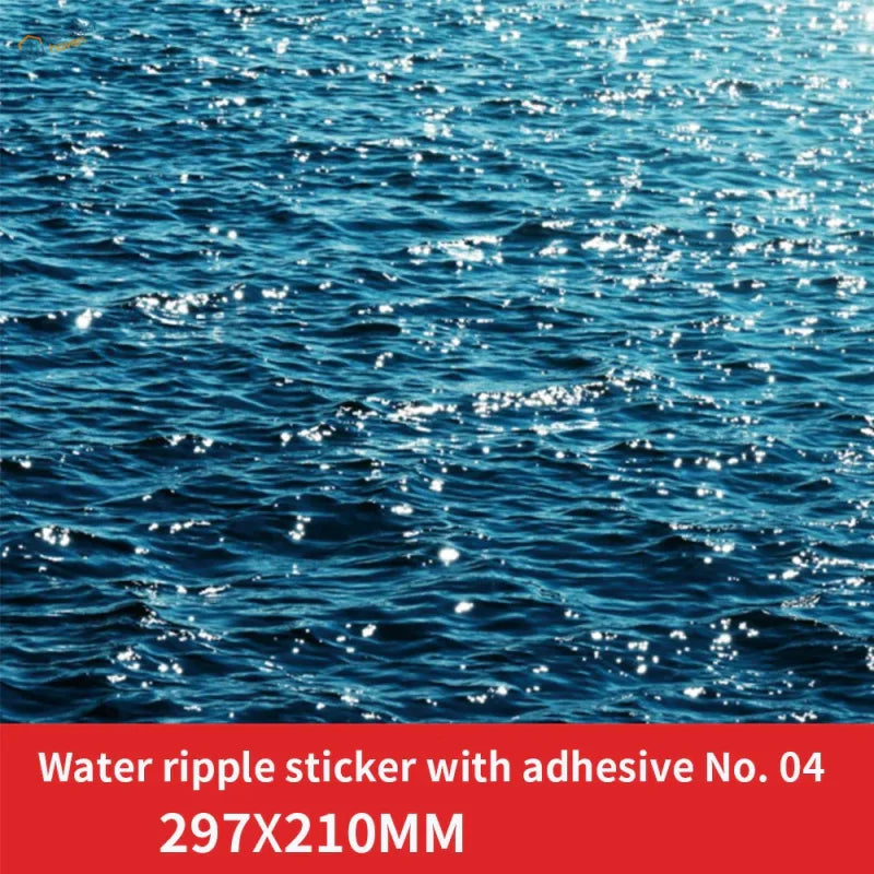 3pcs water ripple effect stickers, deep blue 297x210mm adhesive