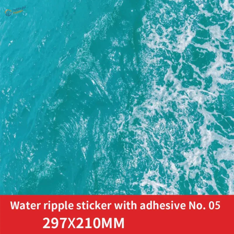 3pcs water ripple effect stickers with turquoise adhesive back, 297x210mm