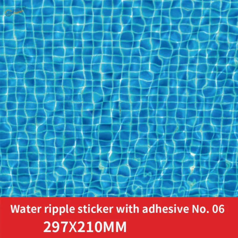 3pcs water ripple effect stickers with blue grid adhesive back