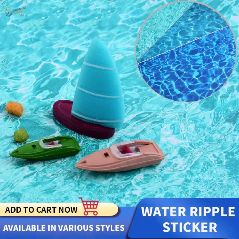 3pcs water ripple stickers with blue white striped sailboat design