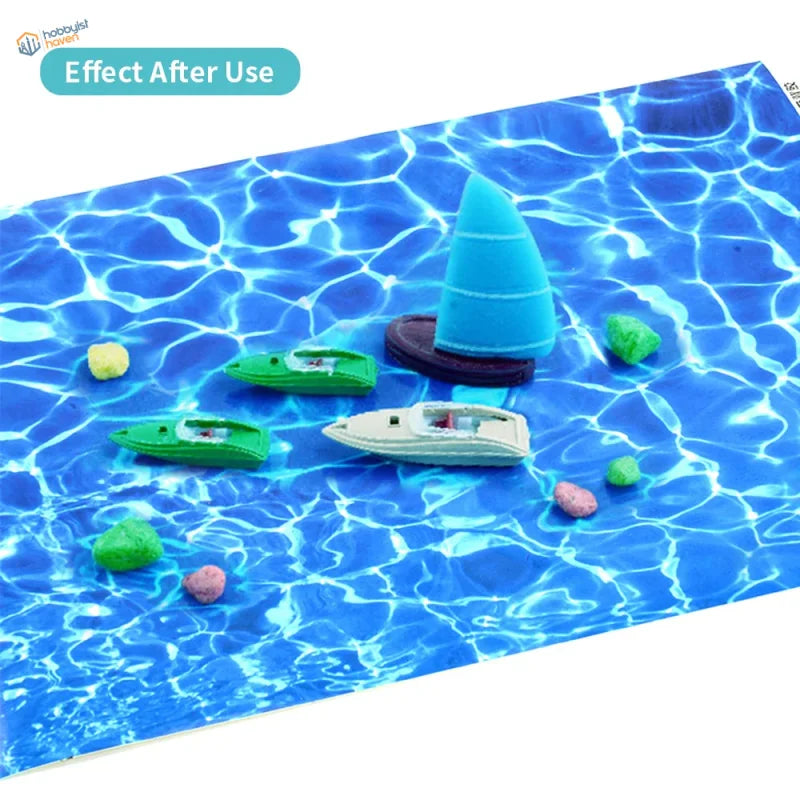 3pcs water ripple stickers with blue sailboat on printed water surface