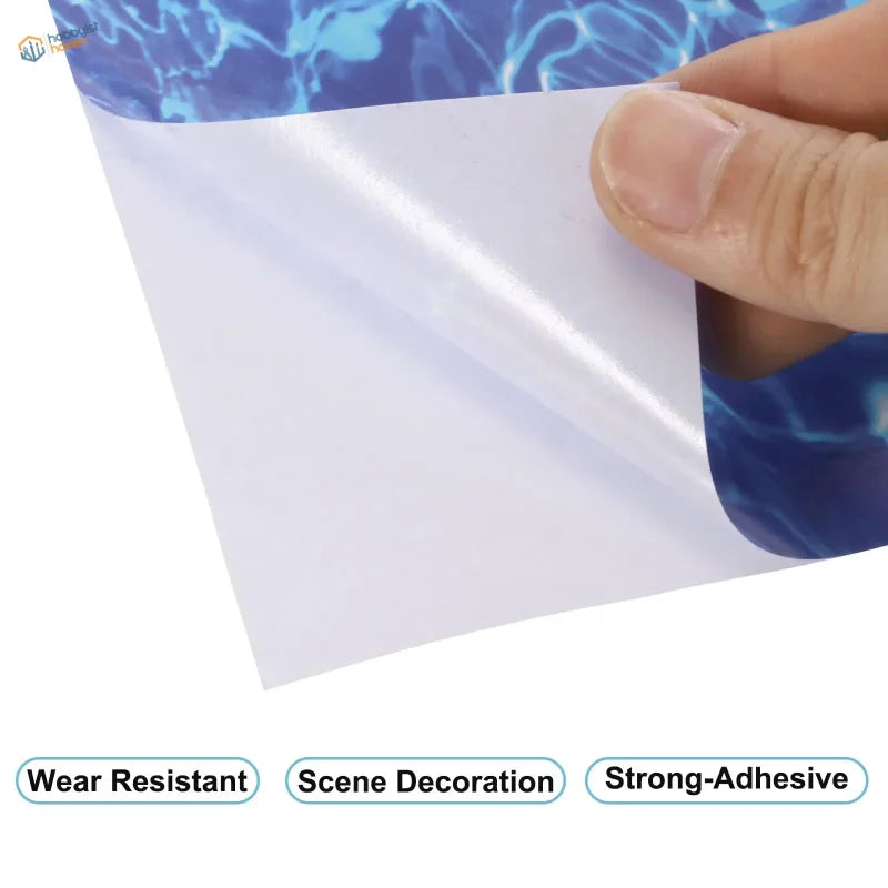 3pcs water ripple effect stickers with blue glossy vinyl sheet