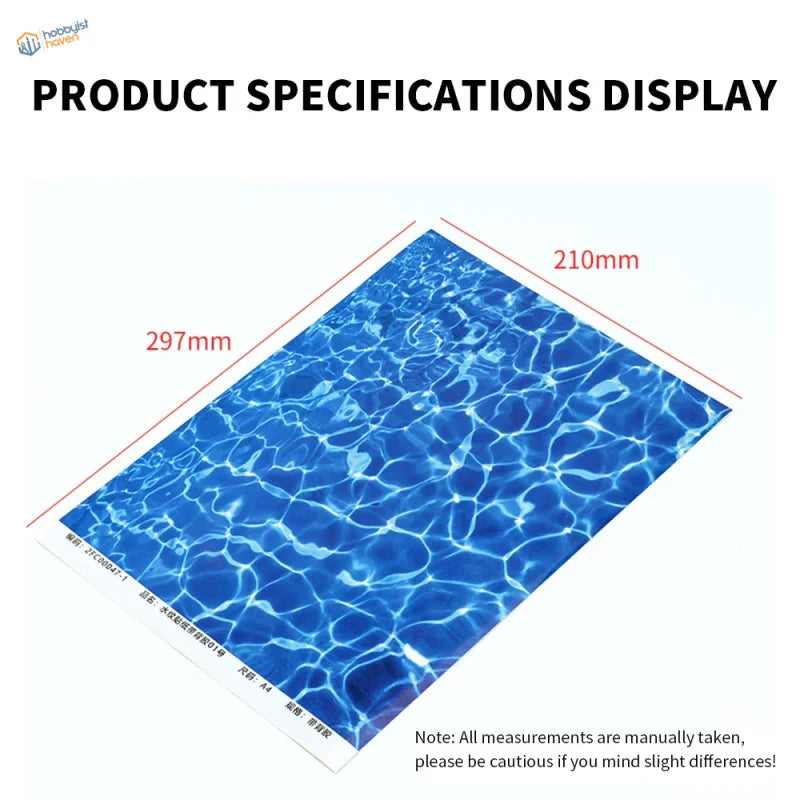 3pcs water ripple effect stickers: blue vinyl sheet 297x210mm