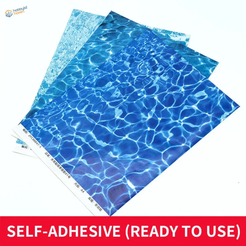 3pcs water ripple effect stickers, blue self-adhesive transfer paper