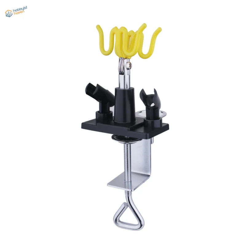 Yellow plastic 4 Mount professional airbrush holder with black silver clamp