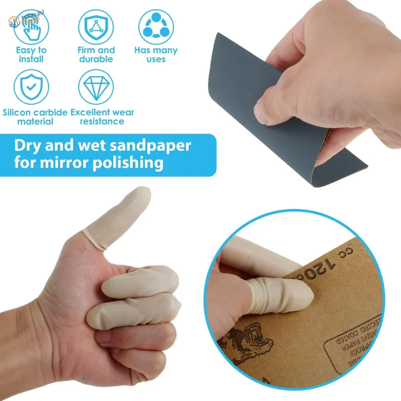 Dark gray silicon carbide sand paper for mirror polishing with finger glove in 44/88pcs set