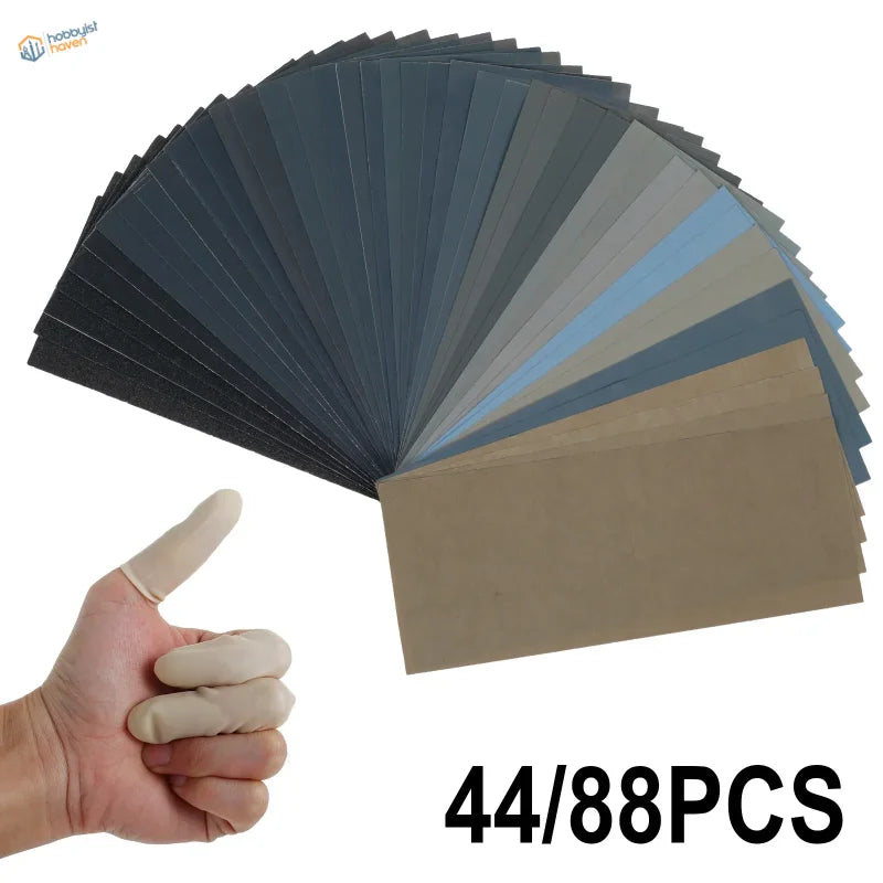 44/88pcs sand paper set #120-20000 with thumbs-up, precision hobby tools