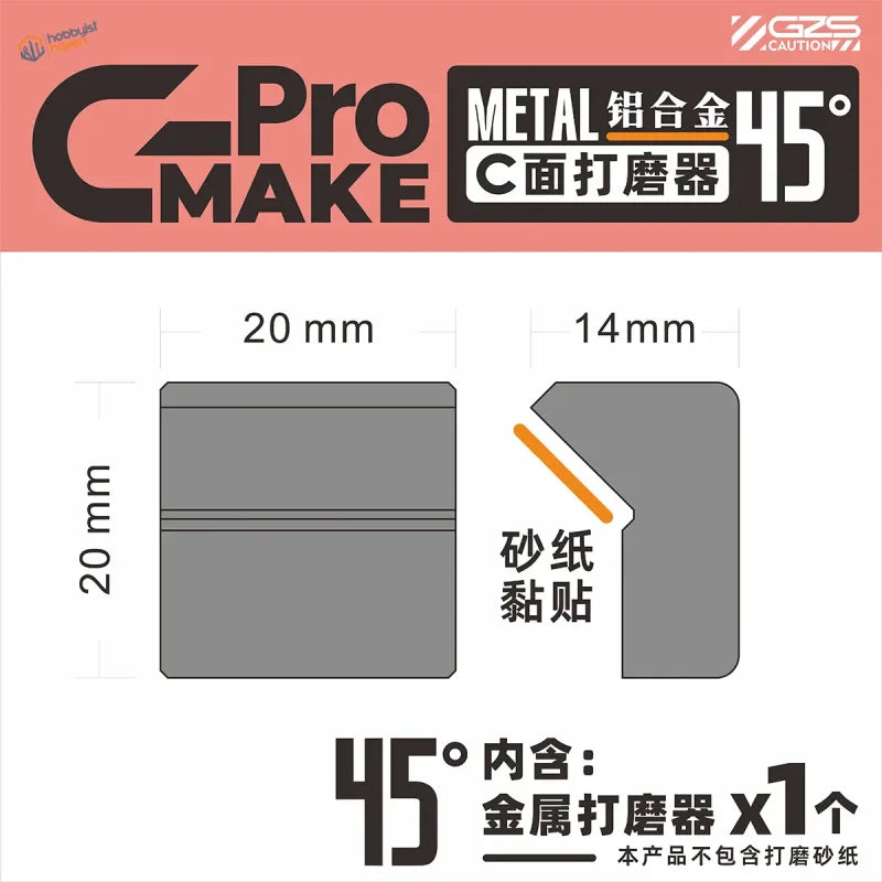 Gray aluminum 45-degree bevel sanding block with adhesive sanding paper