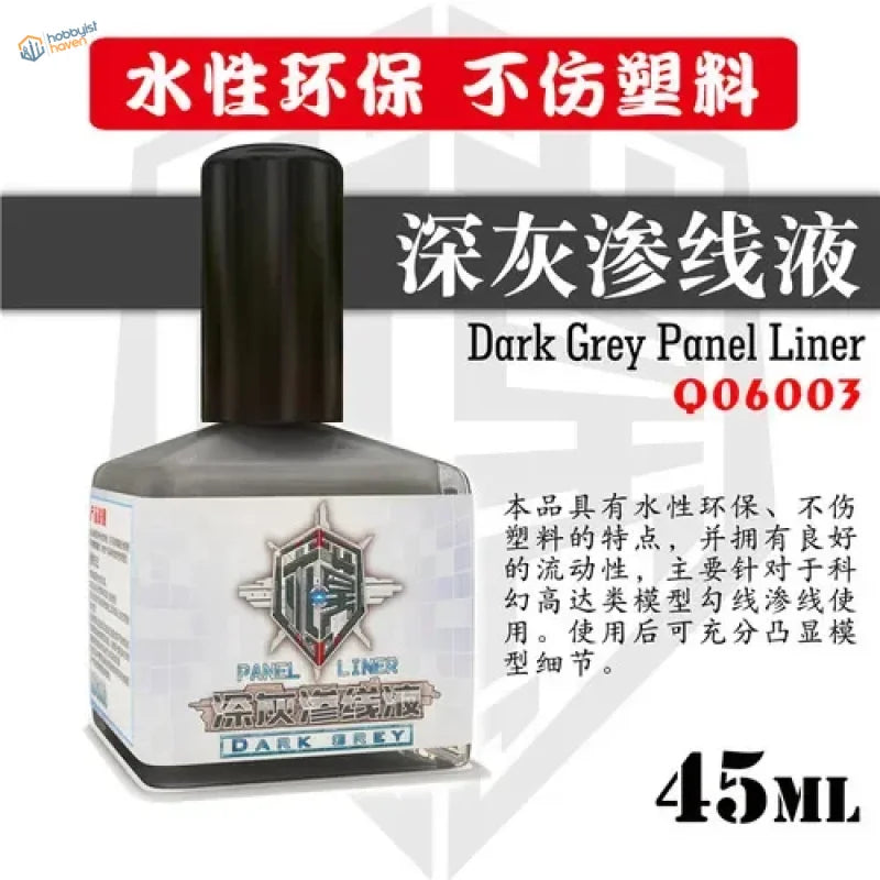 45ml metallic panel liners dark grey in bottle with shield label