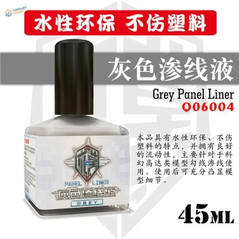 45ml metallic panel liner q06004 grey in clear bottle with black cap