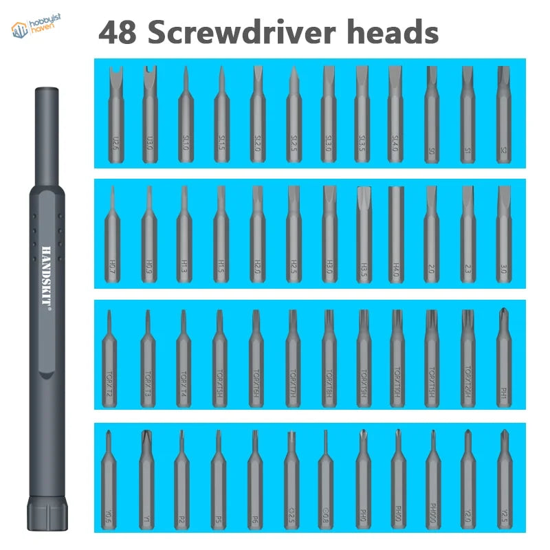 48-in-1 precision screwdriver with handle and 48 bits