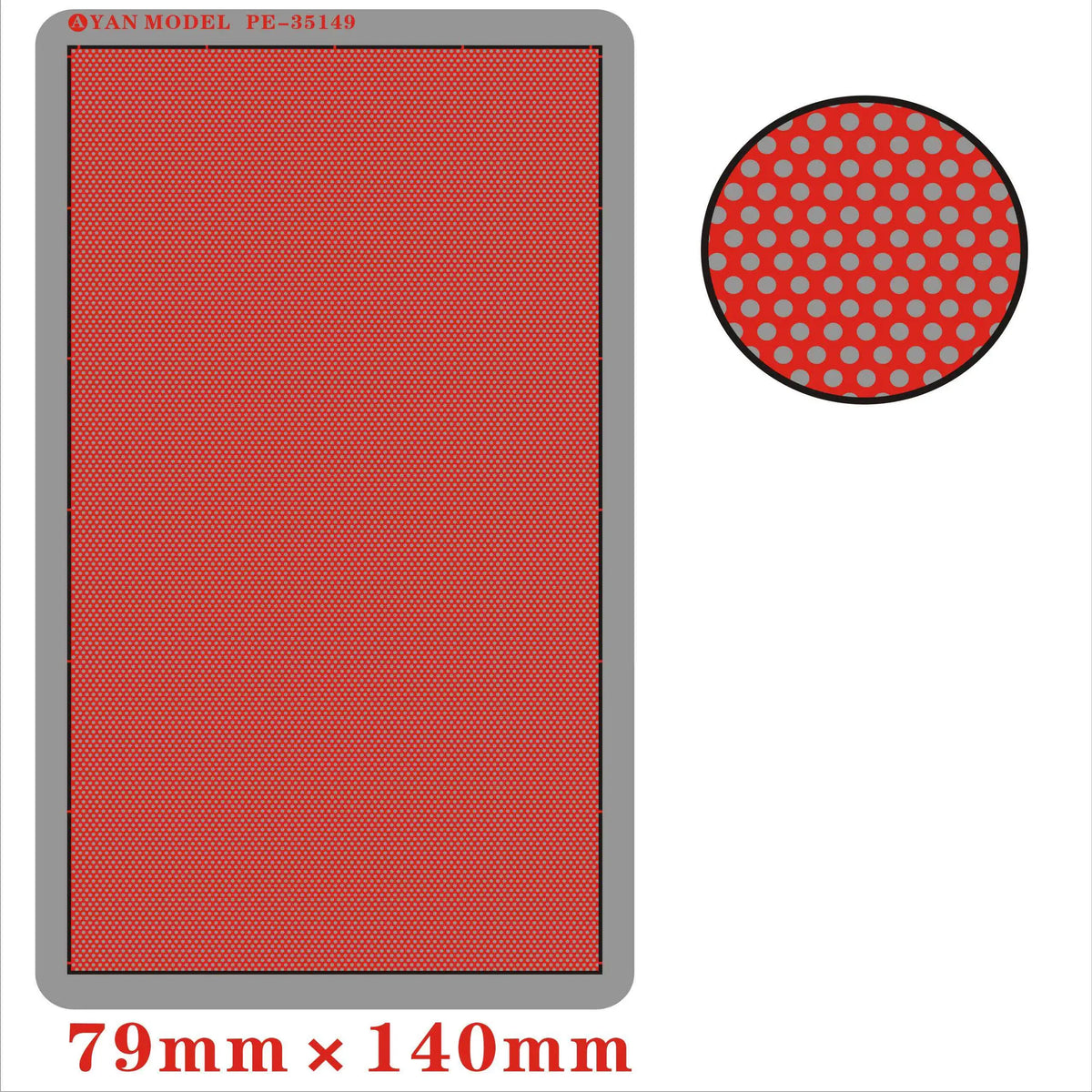 Red textured fabric panel yan model pe-35149 with gray polka dots for 1/35 photo-etch tread plates scale modeling tools