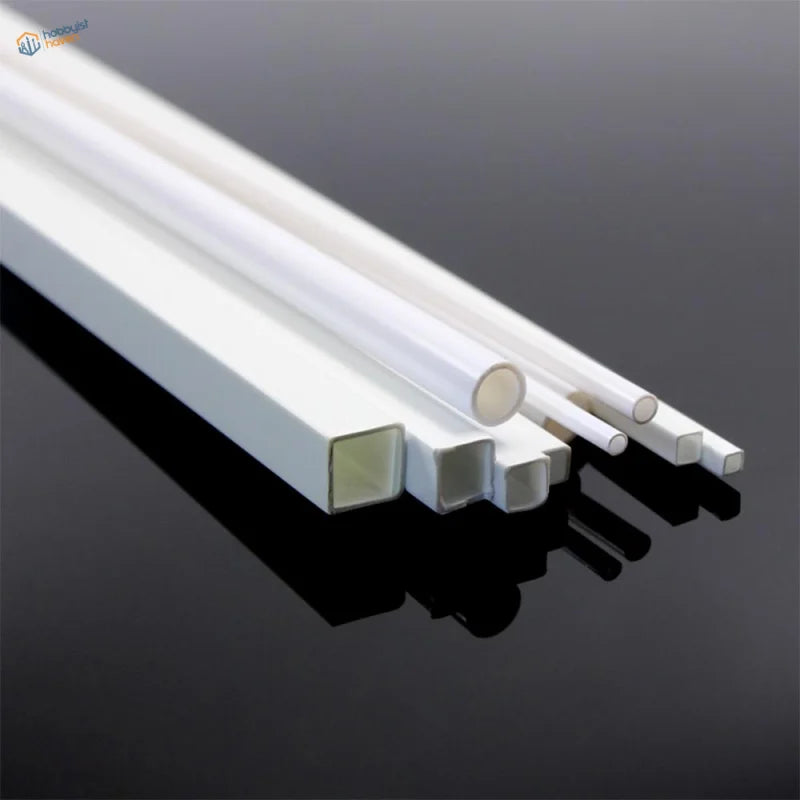 48pcs styrene round and square rods in white plastic tubing for scale modeling