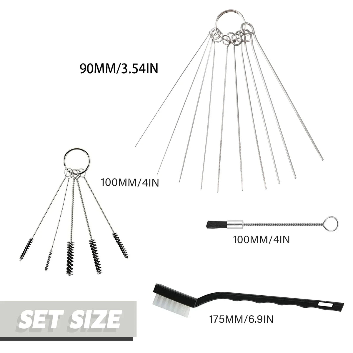 Professional airbrush cleaning kit with stainless steel brushes