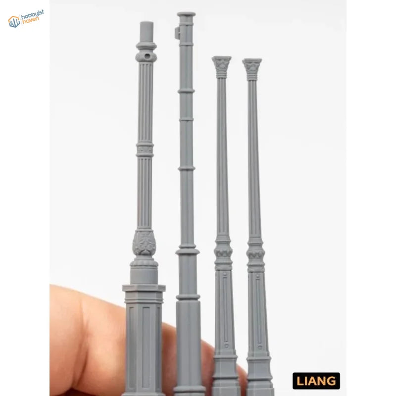 4pcs 1/35 gray plastic miniature pillars for scale modeling streetlights