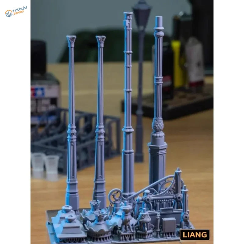 Gray 4pcs 1/35 3D-printed streetlamp set for scale modeling