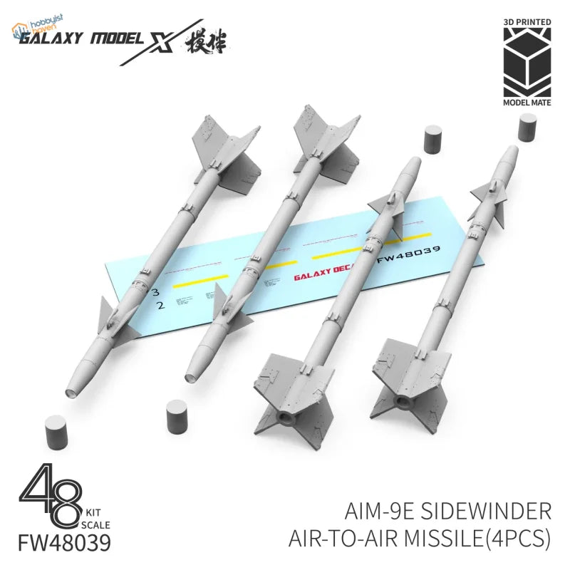 Galaxy Model AIM-9 Sidewinder 1/48 gray 3D-printed missiles
