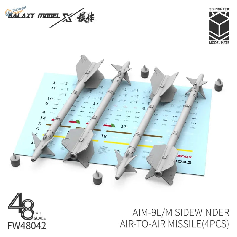 Gray Galaxy Model 1/48 3D-printed AIM-9L/M Sidewinder missile kit parts