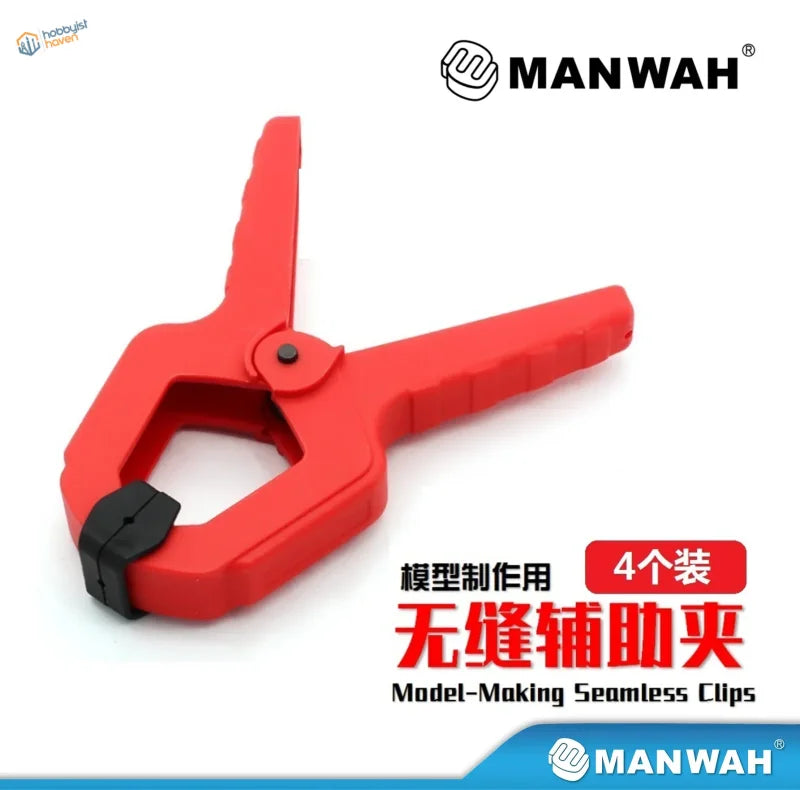 4pcs seamless clamps with red plastic body, black rubber jaws, Manwah brand