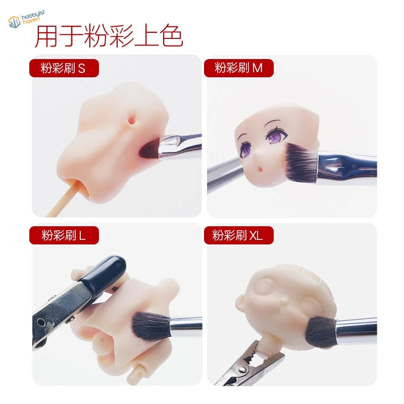 4pcs short bristle brushes for weathering in S, M, L, XL sizes