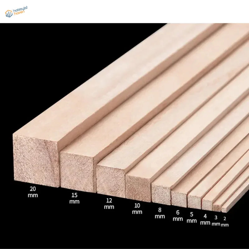 Balsa wood square rods 2-15mm in 5/10/20pcs set