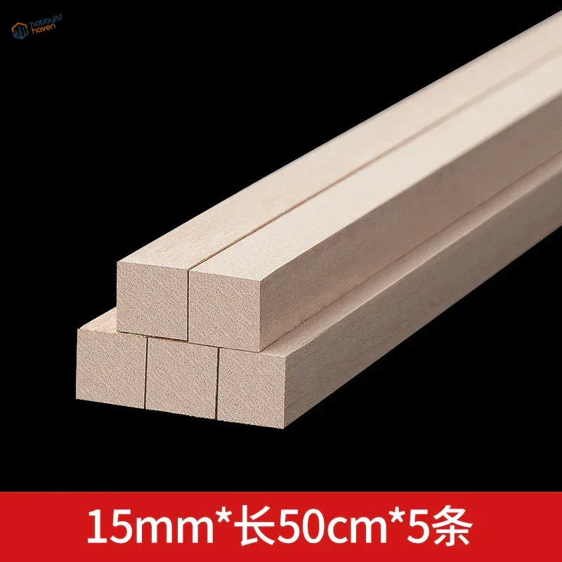 Light 15mm x 50cm balsa wood square rods, 2-15mm pack
