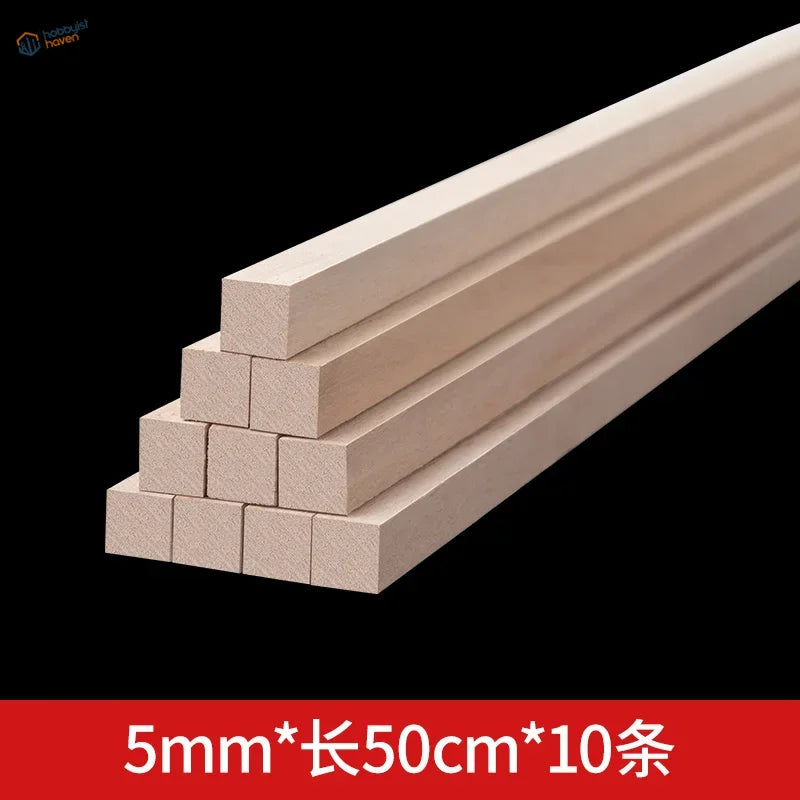 Light 5mm x 50cm balsa wood square rods, 5-20pcs pack