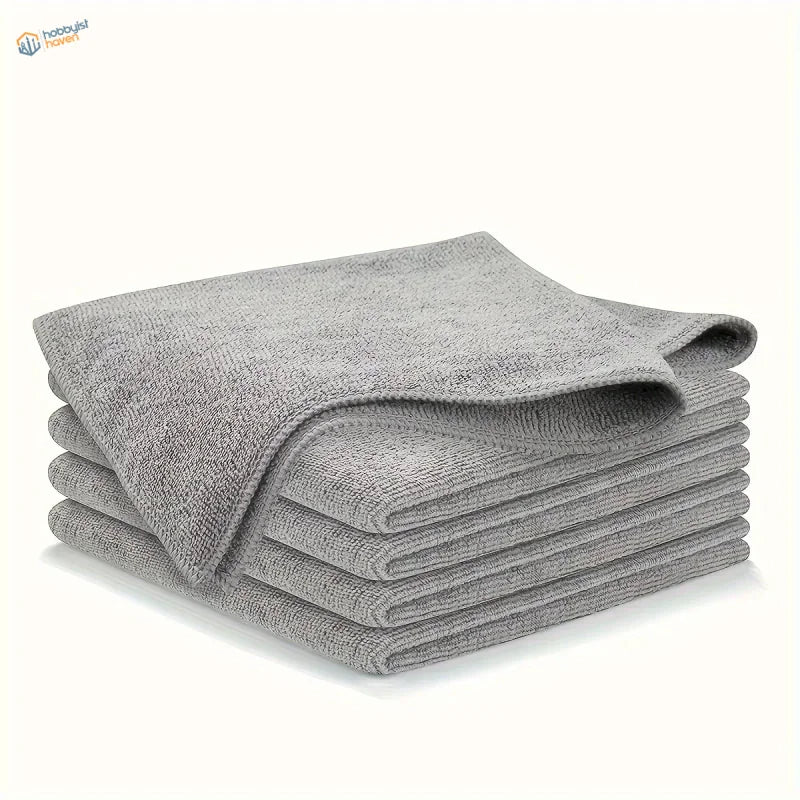 Stack of absorbent soft cloths, soft gray microfiber towels