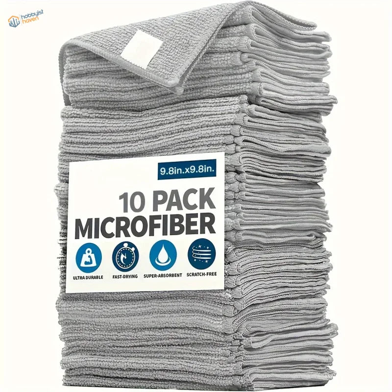 Stack of 10 absorbent soft cloths, 9.8x9.8 inches, soft textured
