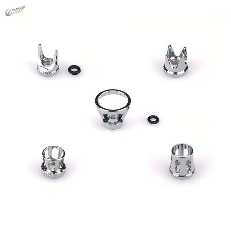 Chrome-finished airbrush crown caps hub end caps with axle nuts