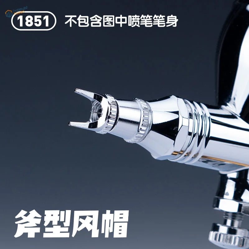 Chrome-finished V-shaped 3-prong airbrush crown cap nozzle