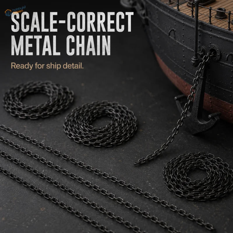 Black scale-correct metal chains pcs metal chains designed for detailed ship model assembly in silver tone