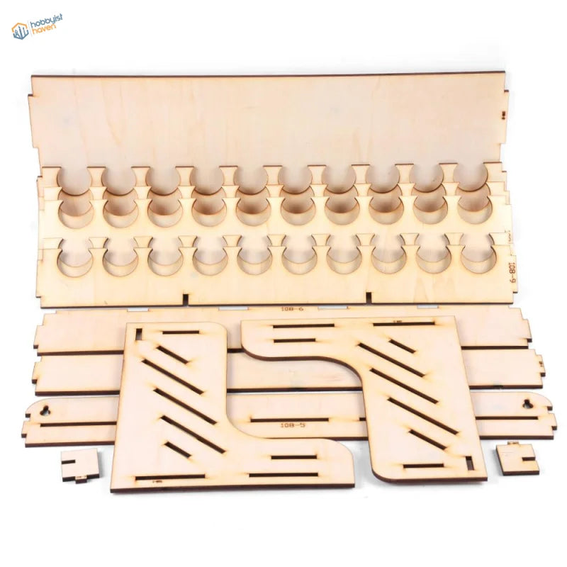 Light wooden laser-cut puzzle pieces for miniature keyboard in 50 Holes Bottles Storage Organizer, scale modeling tools