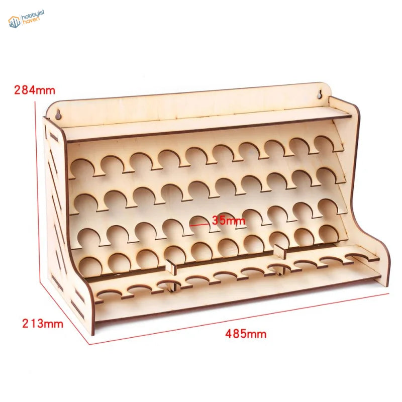 Light wooden rack with 50 holes for scale modeling tools storage