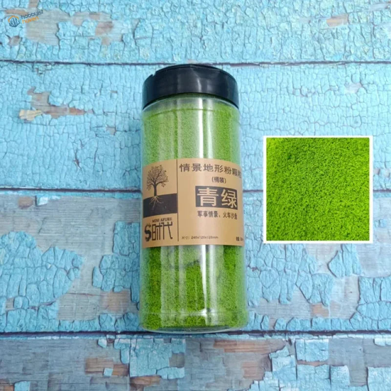 500ml tree grass powder in clear jar with black lid vibrant green