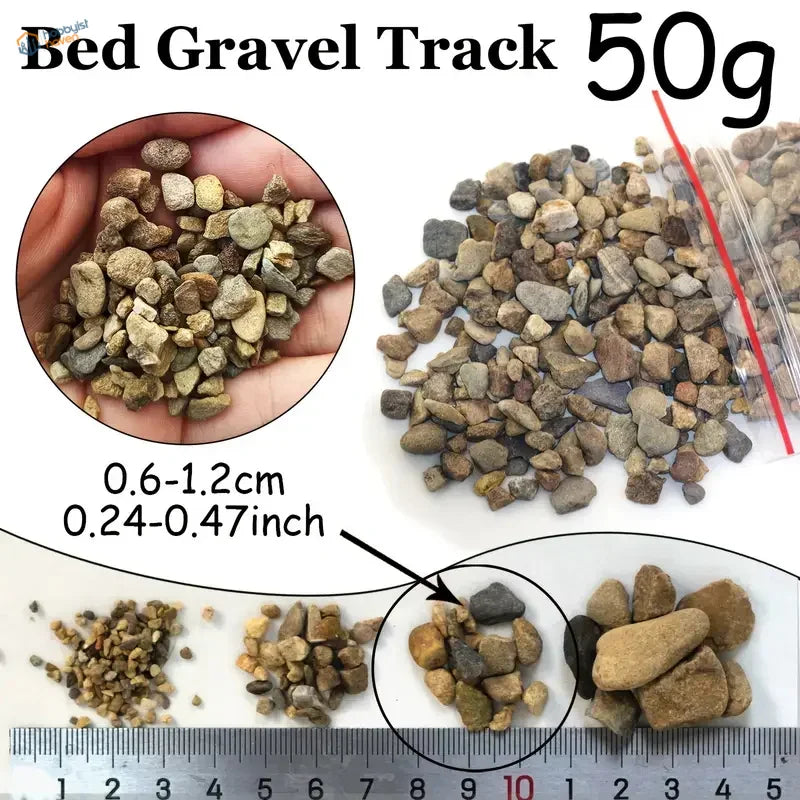 50g bag of ballast gravel rocks in natural earthy tones, 0.6-1.2cm stones