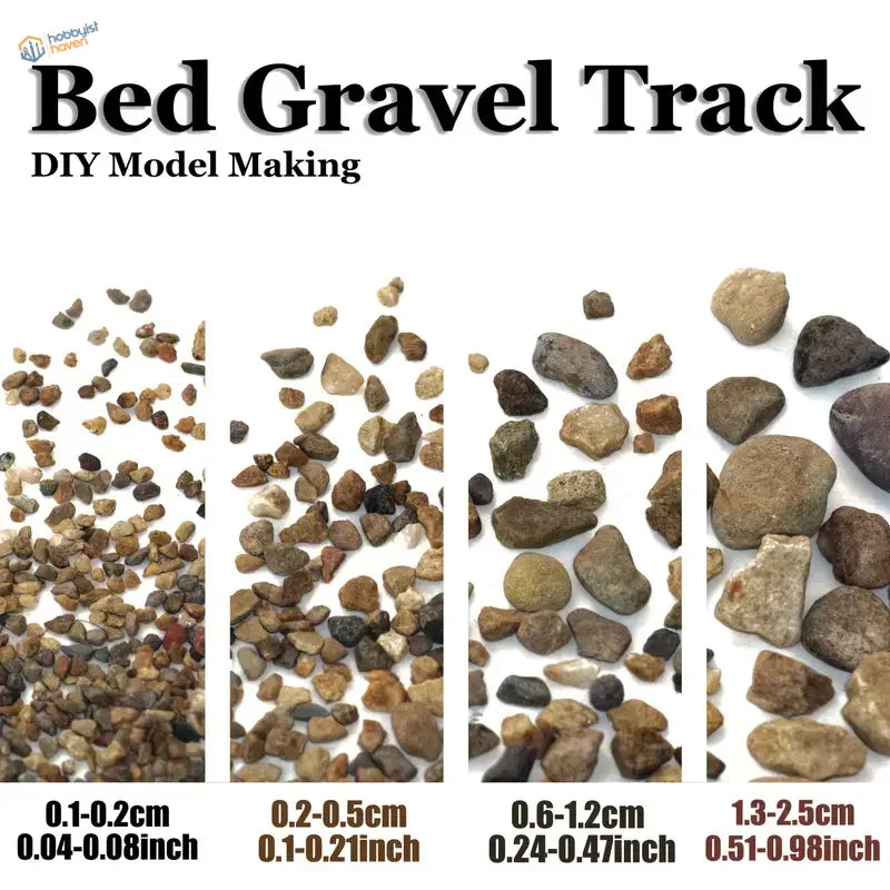 4 sizes ballast gravel rocks for DIY model making, natural river stones